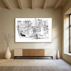 “Black and White Abstract Textures” - Abstract Expressionist - Painting On Canvas PT1788
