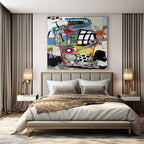 Colorful, Eclectic Shapes with Playful Patterns "Whimsical Mosaic" Abstract Painting On Canvas PS1172
