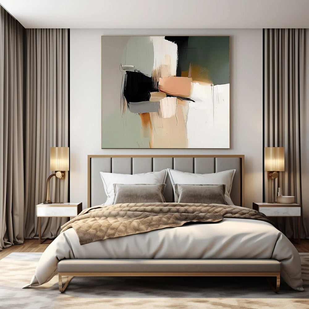 Neutral and Black Abstract, "Urban Blocks" – Abstract Cubist - Inspired On Canvas PS0943