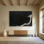 “Black and White Flowing Abstract” - Abstract Painting, Ideal for Study & Gallery Wall DKS591
