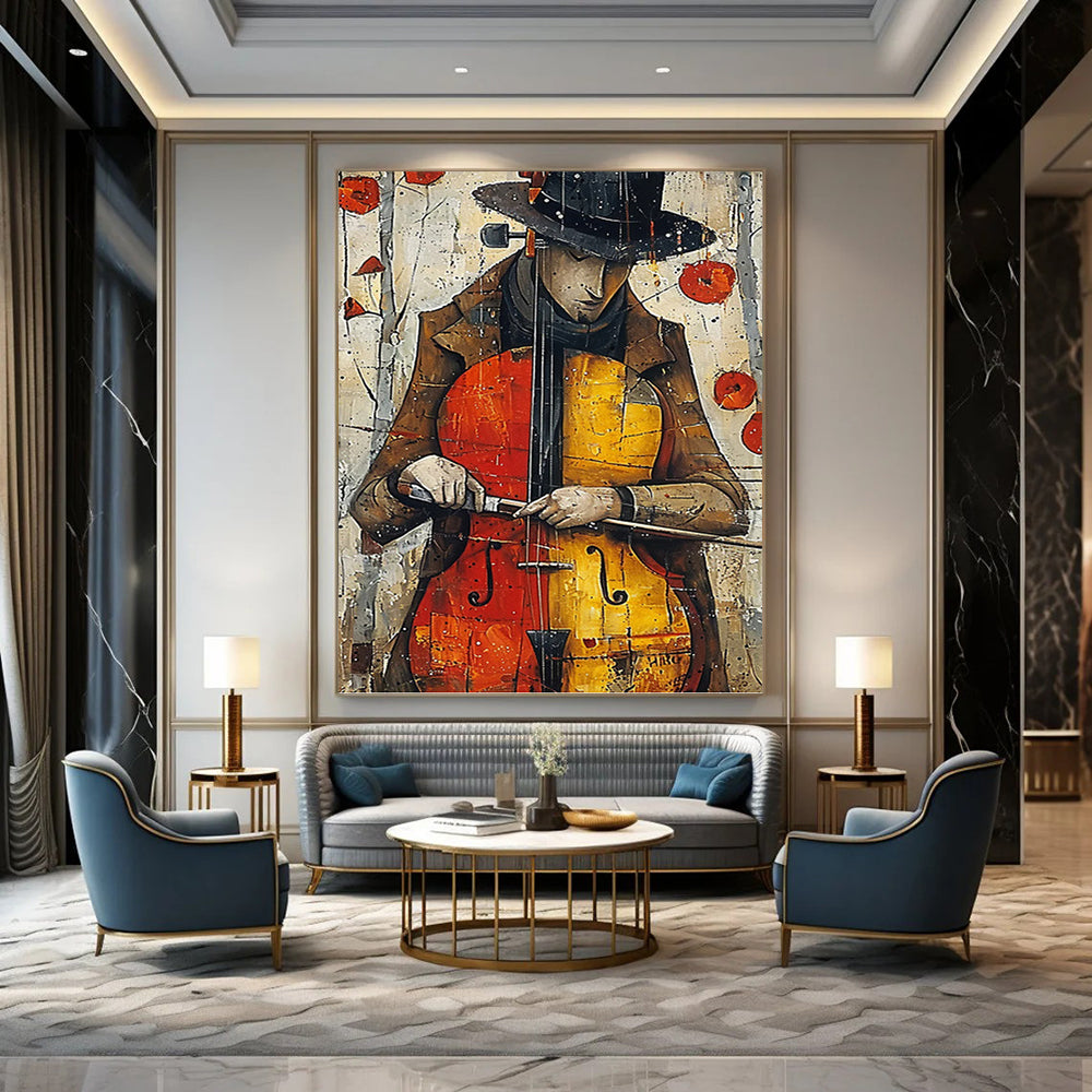“Musician Portrait” - Stylized, Figurative Painting On Canvas PT1532