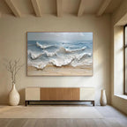 “3D - like Sea Waves” - Impasto Oil Painting On Canvas DKS796