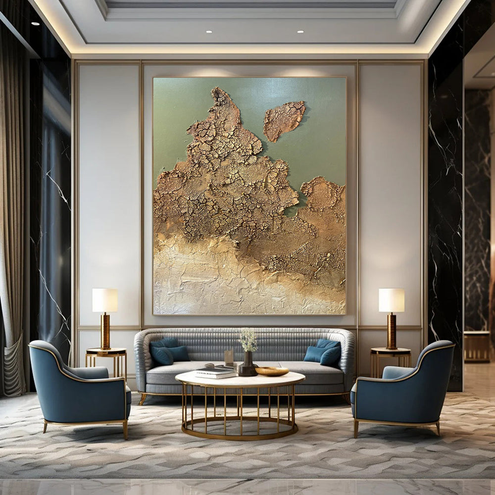 “Crackled Earth - Toned Abstract” - Abstract, Textured Painting On Canvas PT1509