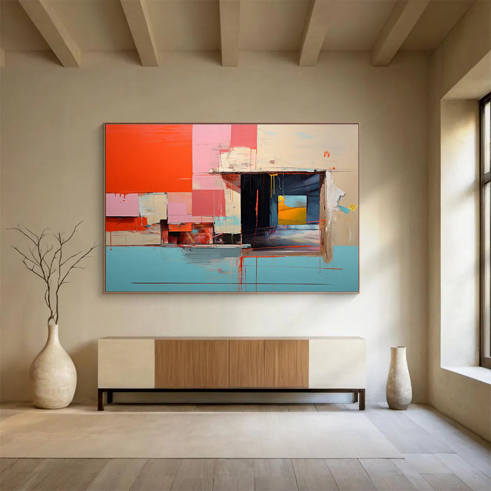“Dynamic Abstract Interior” - Abstract Interior Painting, Great for Urban Loft & Art Gallery DKS640