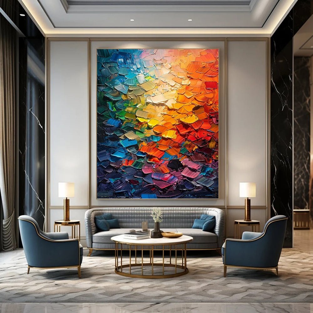 “Colorful Abstract Palette” - Abstract, Vivid - Colored Painting On Canvas PT1555
