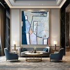 “Blue and White Abstract Journey” - Abstract Adventure Painting On Canvas PT2393