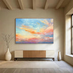 Blush and Gold Sky Abstract Ethereal Landscape Painting On Canvas DKS116