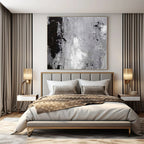 Black, White and Gray with Textured Layers "Urban Grunge" Abstract Painting On Canvas PS1150