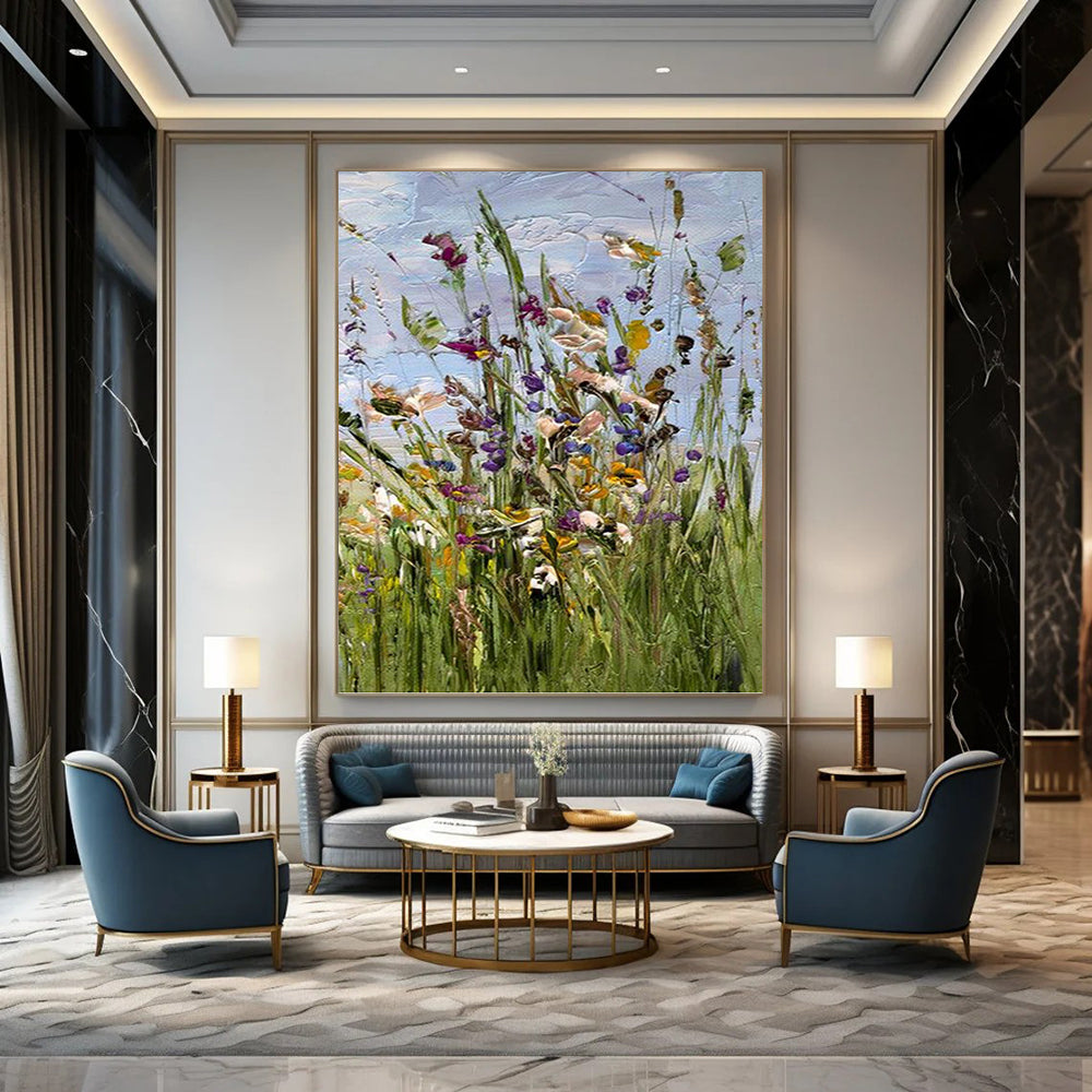 “Colorful Wildflowers: Impasto Floral Painting” - Vibrant Botanical Art On Canvas PT0947