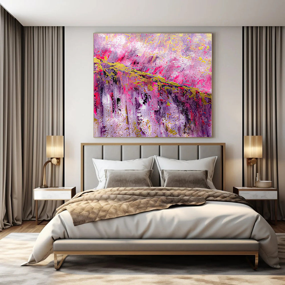 Pink and Purple Dripping Fantasy - Vivid Color Flow Abstract Painting On Canvas PS1237
