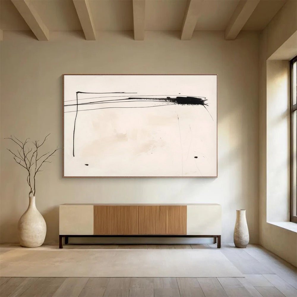 “Black Ink Strokes” - Minimalist Abstract Painting On Canvas PT057
