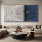 “Blue - Gray Concentric Circles” - Abstract Geometric Painting On Canvas PS0424