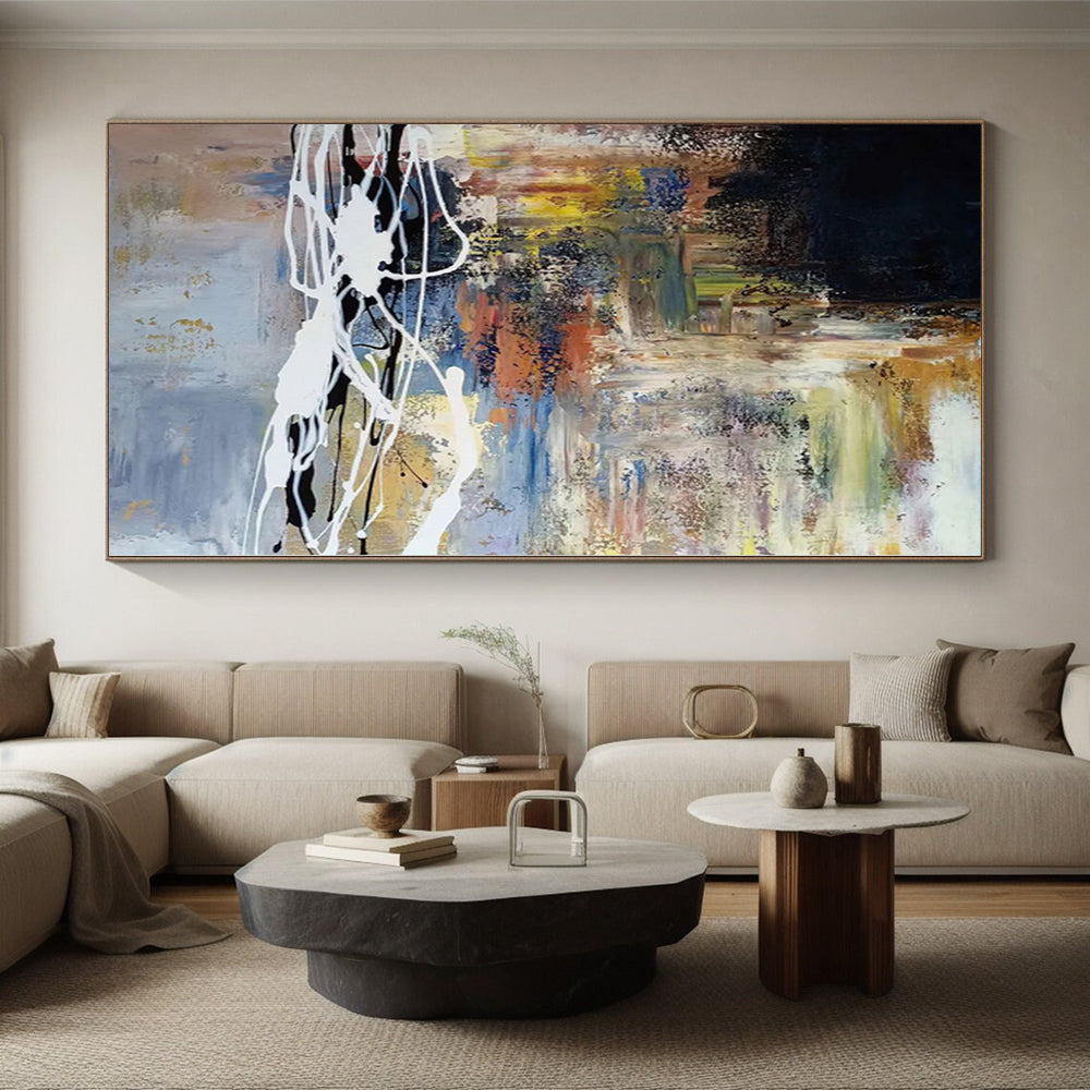 “Colorful Abstract Dynamic Lines” - Energetic Abstract Painting On Canvas PS0341