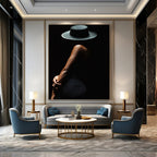 “Black Silhouette Lady” - Monochrome, Mysterious - Themed Painting On Canvas PT1606