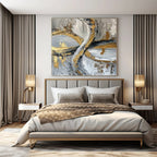 Gold and Gray Intertwined Rings - Textured Abstract Painting On Canvas PS1251