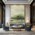 “Green - Gray Watercolor Abstract” - Watercolor Landscape Painting On Canvas PT1965