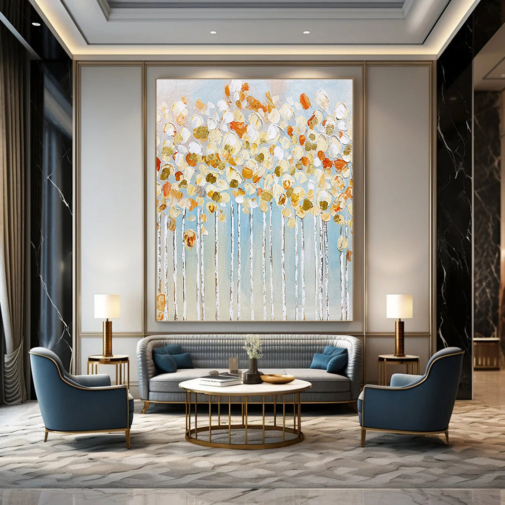 “Textured Golden Trees” - Impressionist - Inspired Landscape Painting On Canvas PT1441