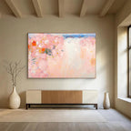 “Blush & Coral Blooms” - Impressionistic Floral Painting On Canvas DKS411