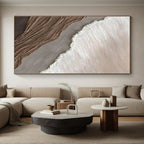 “Beige - Brown Textured Layers” - Beige, Brown Abstract Impasto Painting On Canvas PS0726