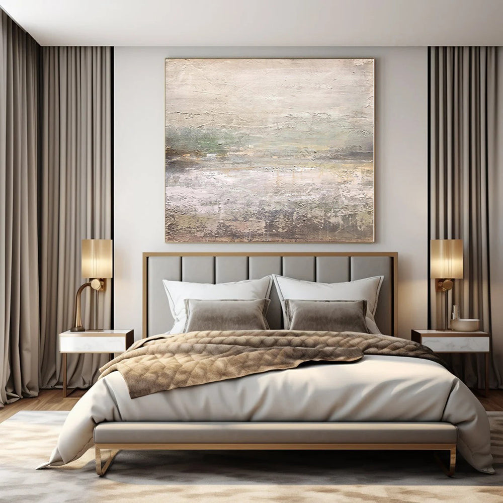 “Gray - Green Textured Abstract” - Subtle Abstract Painting On Canvas PS0120