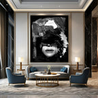 “Black & White Abstract Portrait” - Expressive Brushstrokes on a Face Painting On Canvas DS232