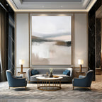 “Abstracted Mountain Lake in Beige - Gray” - Abstract Landscape Painting On Canvas PT2059