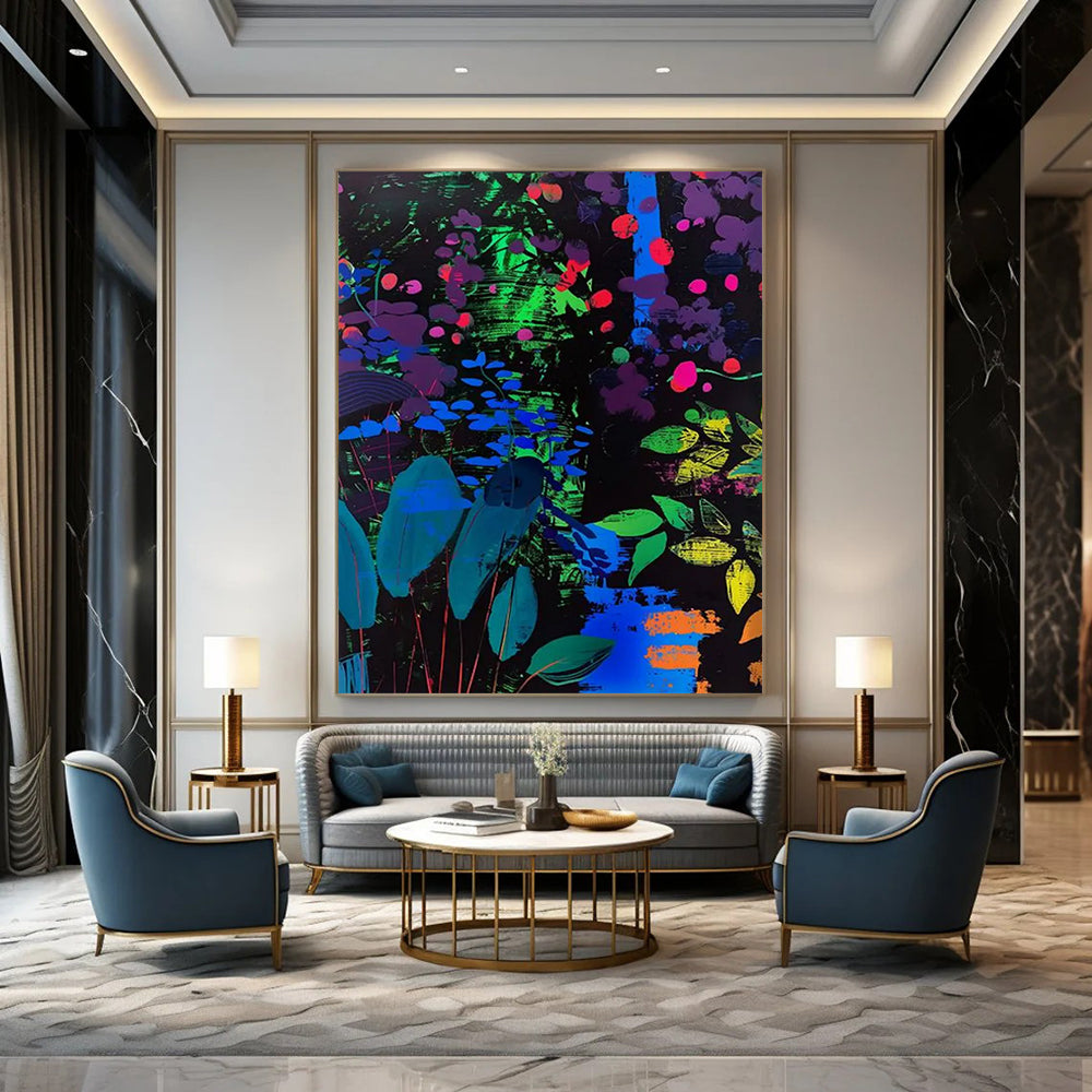 Neon Forest Night Painting On Canvas DS095