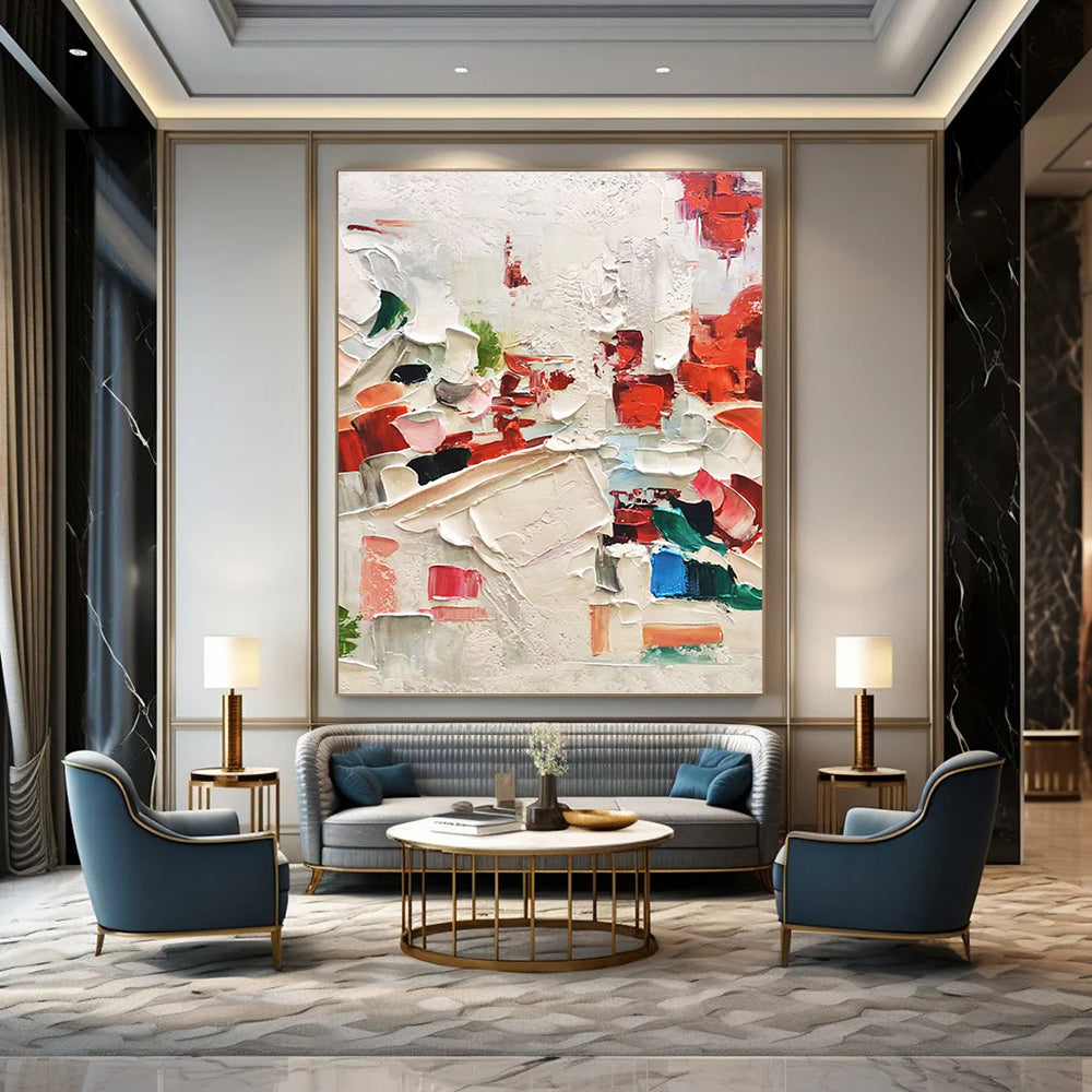 “Thick Paint Abstract Composition” - Impasto Abstract Painting On Canvas PT1044