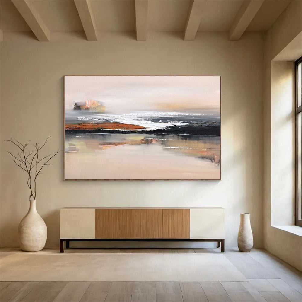 “Soft - Toned Coastal Abstract” - Textured Oil Painting on Canvas DKS914