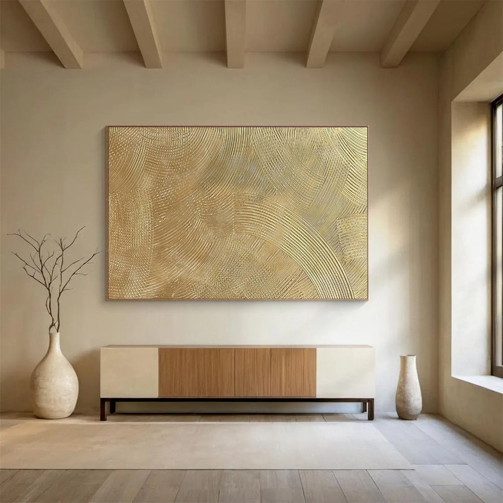 “Golden Textured Abstract” - Abstract Painting on Canvas DKS580