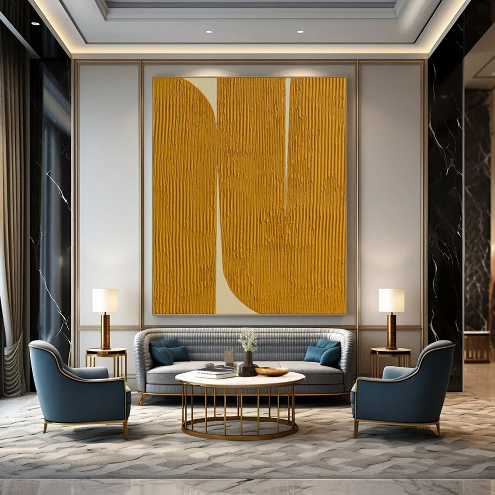 “Yellow - White Textured Abstract” - Textured Abstract Painting On Canvas PT1244