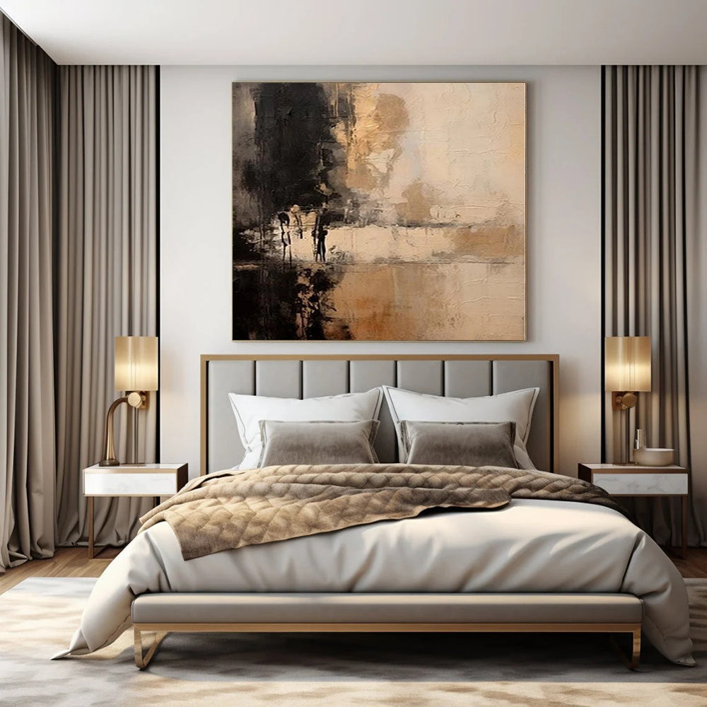 Muted Tones Abstract Landscape - Softly Blended Earthy Shades Painting On Canvas PS1217