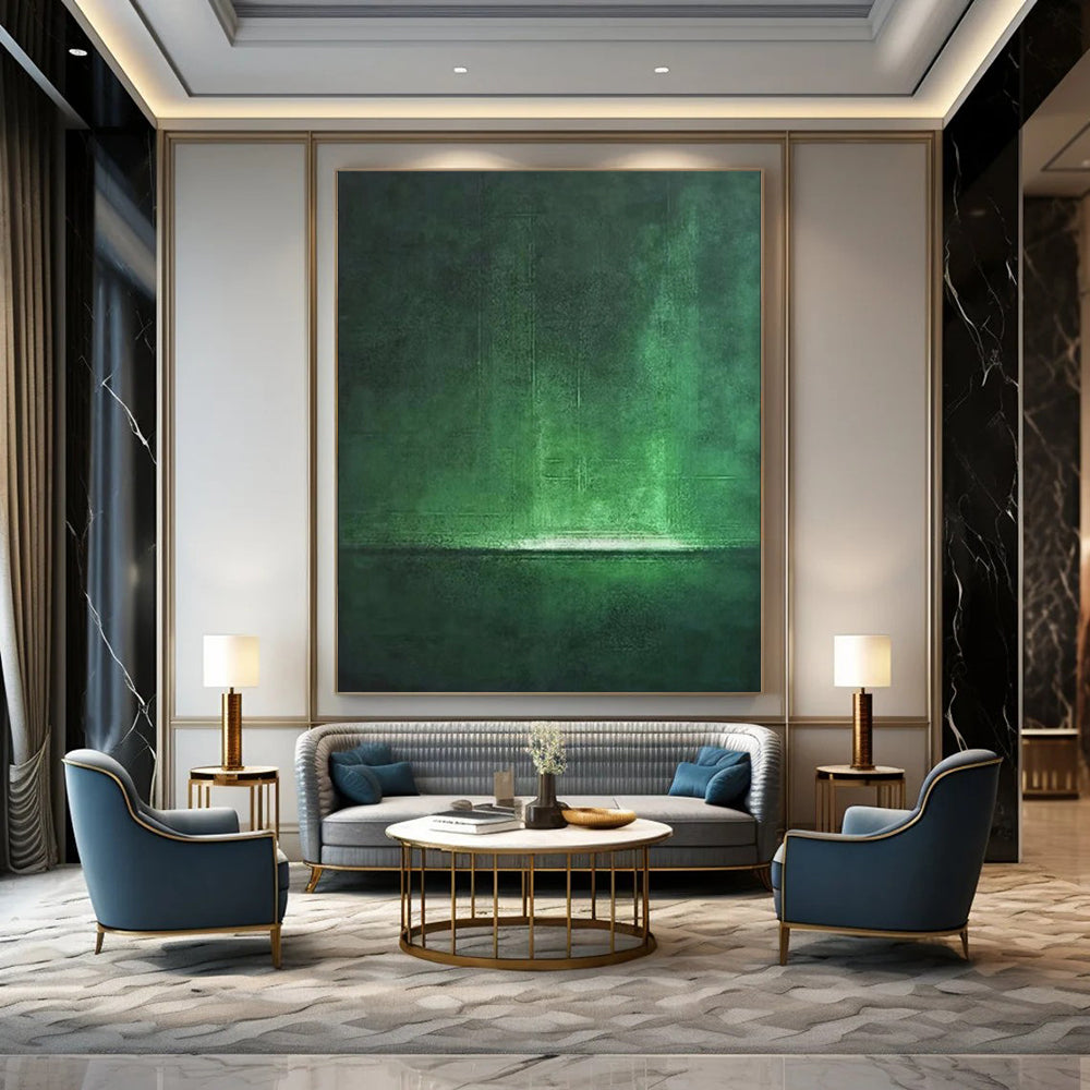 “Dark Green Textured Abstraction” - Abstract Textured Painting On Canvas PT1891