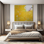 Bright Yellow, White, Green with Minimal Marks "Sunny Whispers" Abstract Painting On Canvas PS1407