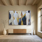 “Abstract Human Forms” - Beige, Black & Gold Figurative, Modern Oil Painting On Canvas DKS731