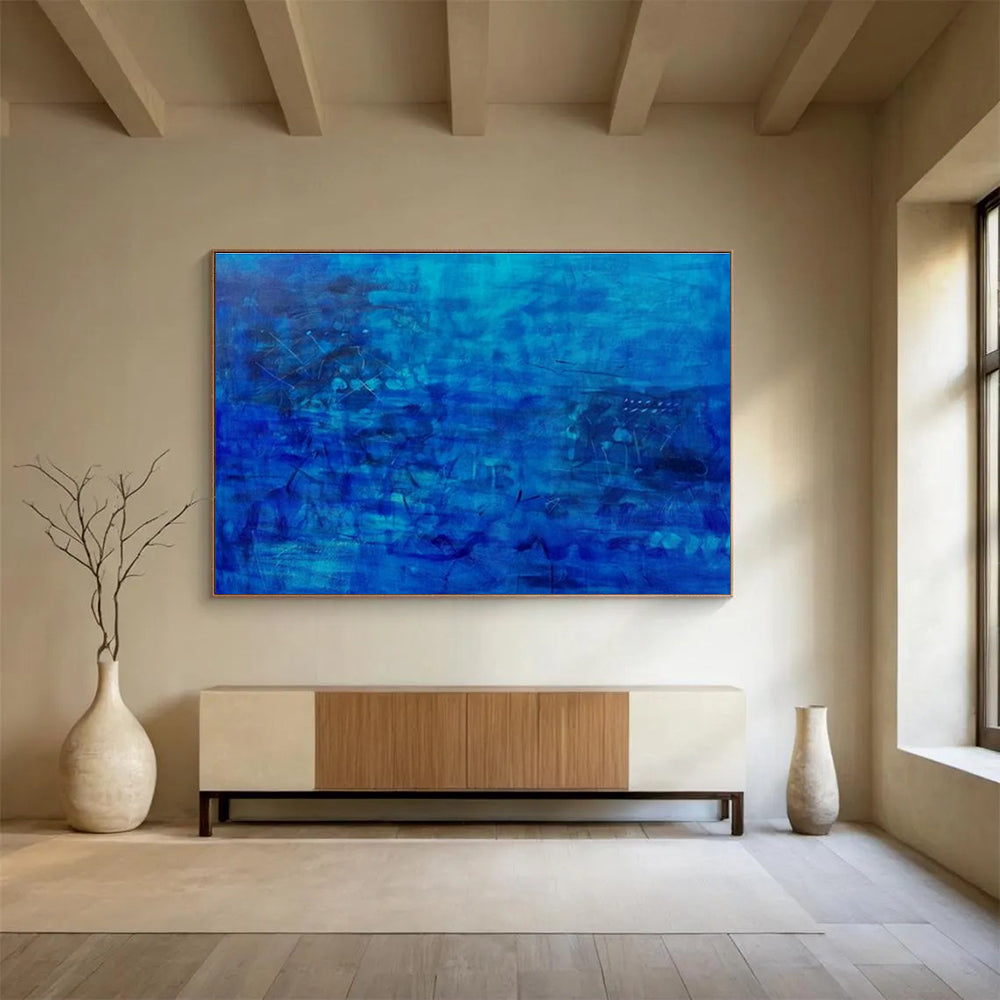 Deep Blue Abstract Painting On Canvas DKS072