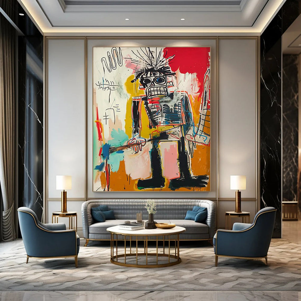 Punk Robot: Basquiat - Inspired Rebel Painting On Canvas DS109