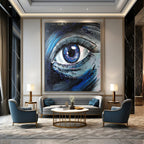 “Expressive Blue Eye Portrait” - Impressionistic Oil Painting On Canvas PT2187