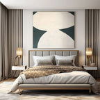 White and Dark Green, "Balanced Shapes" – Minimalist Abstract Painting On Canvas PS0999