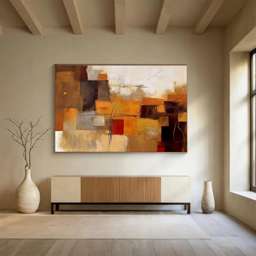 “Earthy Color Blocks” - Abstract Oil Painting on Canvas PT1505