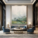 Misty Mountain Vista, Impressionistic Landscape, Turner - Inspired Atmosphere, Painting On Canvas PT2110