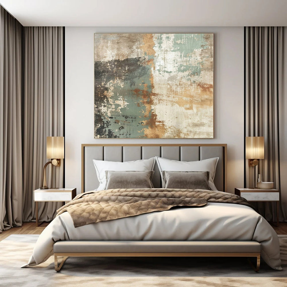 Earthy Tones with Weathered Textures "Aged Serenity" Abstract Painting On Canvas PS1274