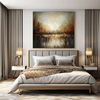 Earthy Tones, "Autumn Reflection" – Abstract Landscape Painting On Canvas PS1034