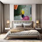 Green, Yellow, Pink, Purple with Playful Shapes "Whimsical Collage" Abstract Painting On Canvas PS1405