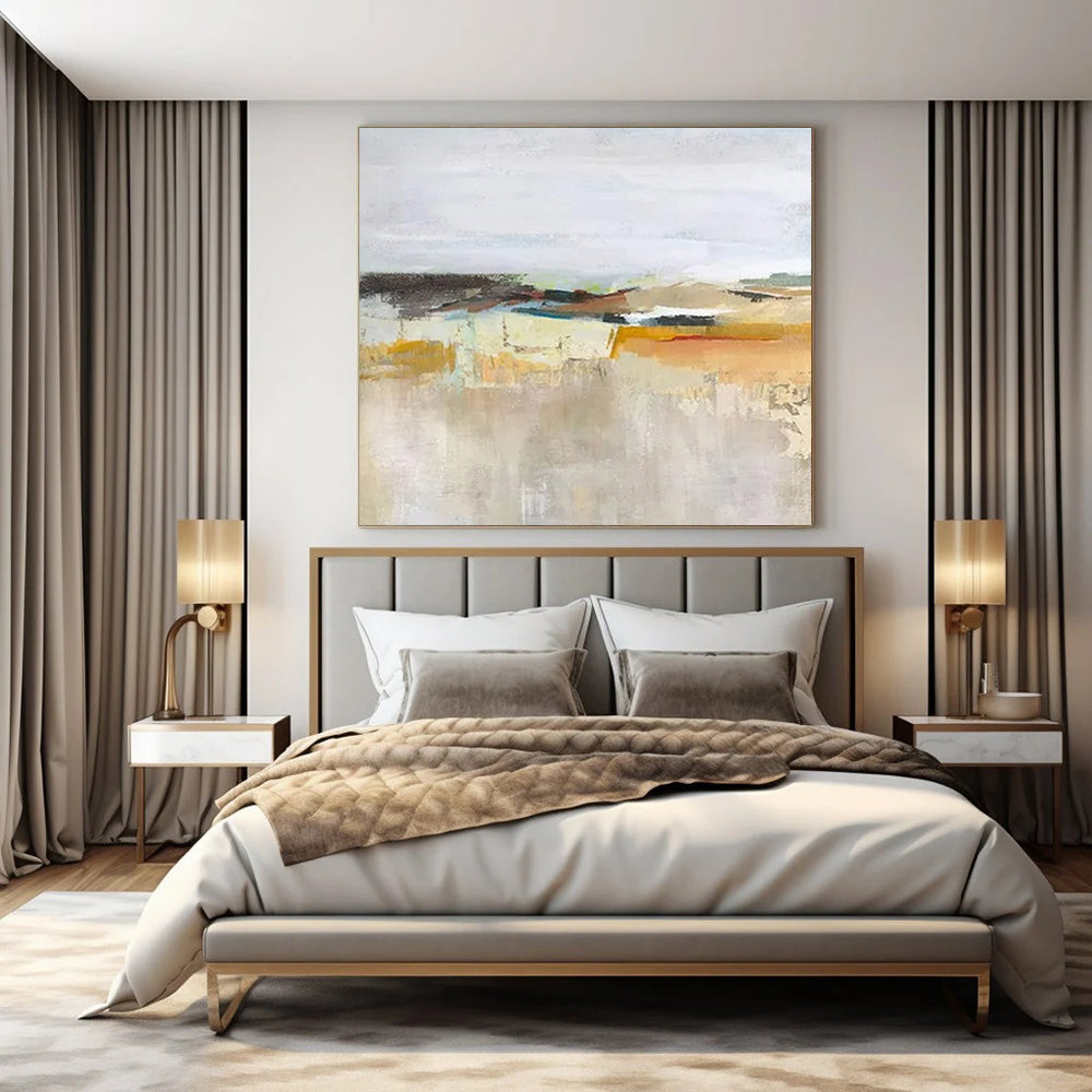 Soft Earth - Tone Abstract, "Desert Hush" – Abstract Landscape Painting On Canvas PS0927