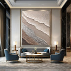“Beige and Silver Textured Abstract” - Vintage Lace - inspired Painting On Canvas PT0988