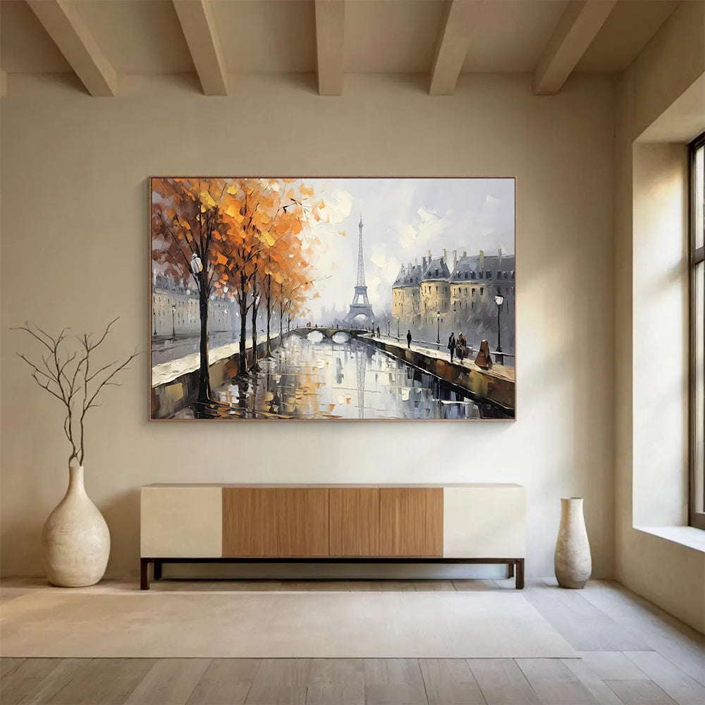 “Autumn Paris Scene” - Impressionistic Landscape Painting On Canvas PT171