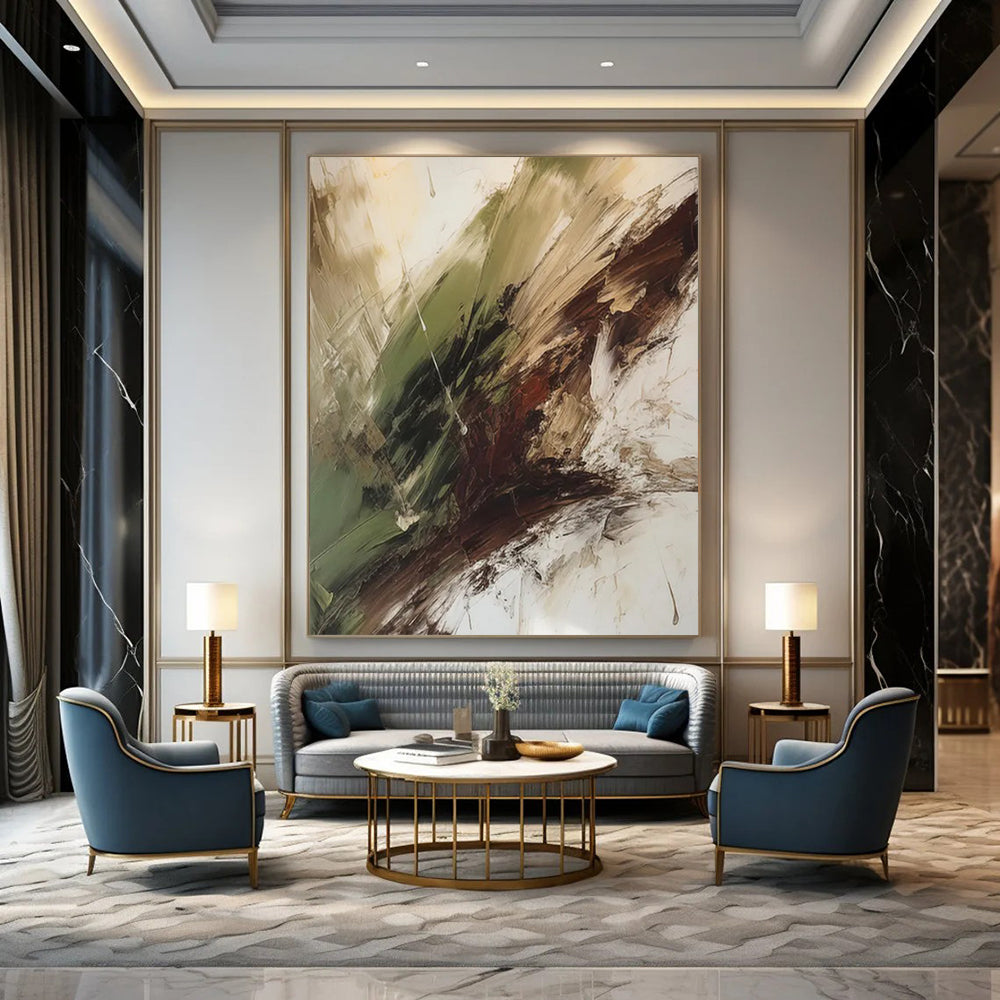 Green - Brown Abstract Earth Tones Painting On Canvas DS118