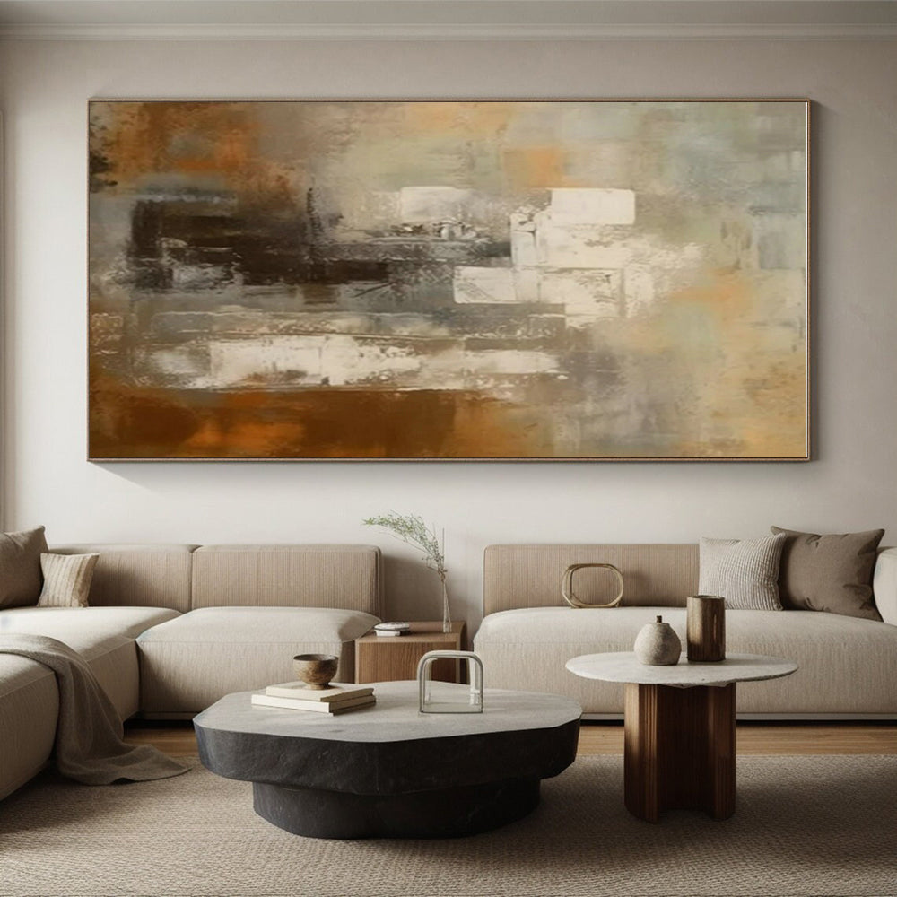 “Muted Abstract Urban” - Gray, Brown, Beige Abstract Urban Painting PS0602