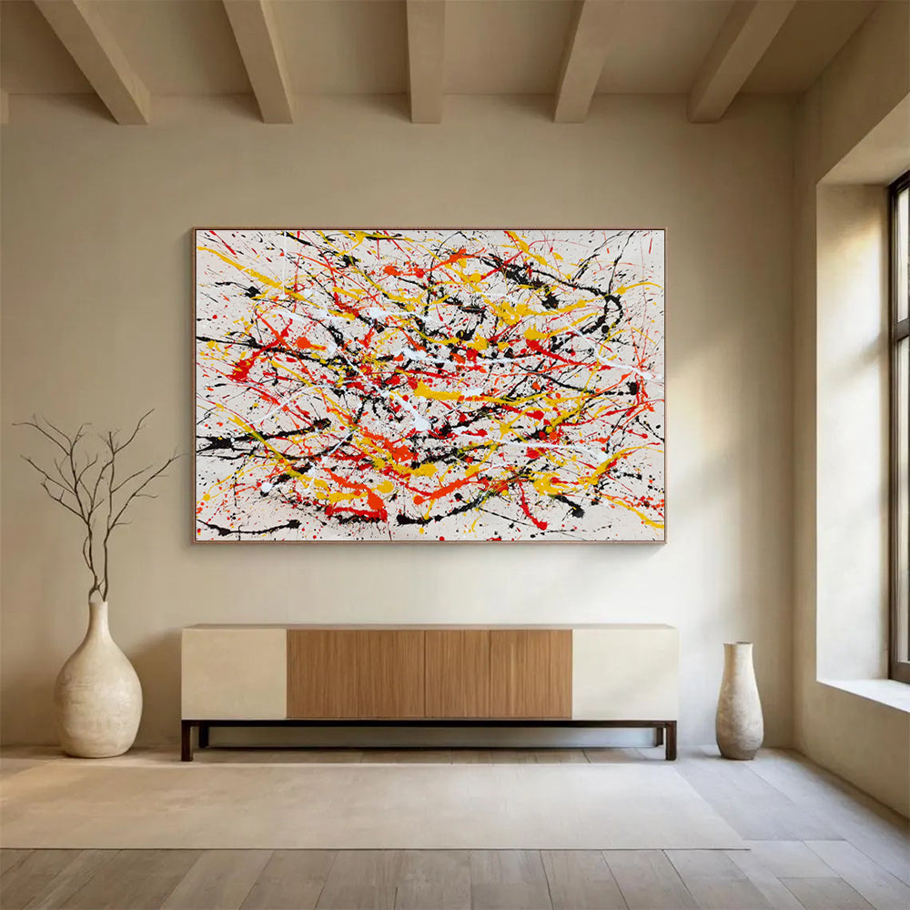 “Yellow - Red Splatter Dynamism” Painting On Canvas DKS303